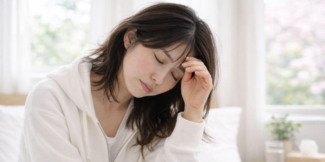 春にだるさや疲れやすさを感じる女性のイメージ