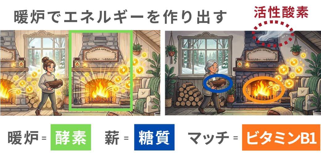 糖質とビタミンB1からエネルギーを作る仕組み